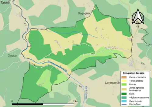 Carte en couleurs présentant l'occupation des sols.