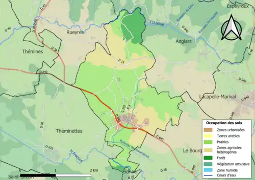 Carte en couleurs présentant l'occupation des sols.