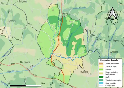 Carte en couleurs présentant l'occupation des sols.
