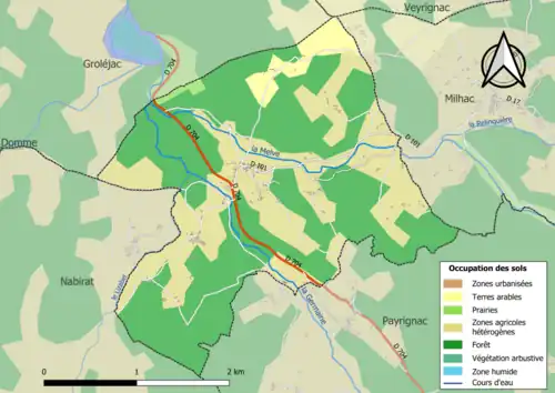Carte en couleurs présentant l'occupation des sols.