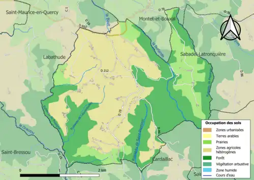 Carte en couleurs présentant l'occupation des sols.