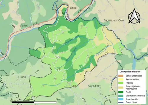 Carte en couleurs présentant l'occupation des sols.