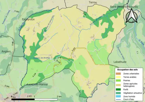 Carte en couleurs présentant l'occupation des sols.