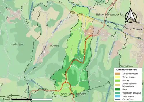 Carte en couleurs présentant l'occupation des sols.