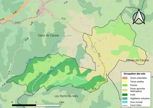 Carte en couleurs présentant l'occupation des sols.