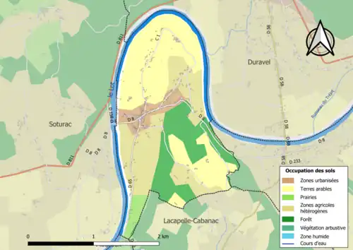 Carte en couleurs présentant l'occupation des sols.