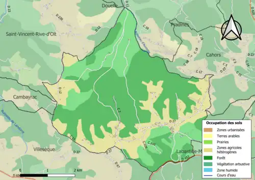 Carte en couleurs présentant l'occupation des sols.