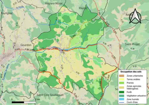Carte en couleurs présentant l'occupation des sols.