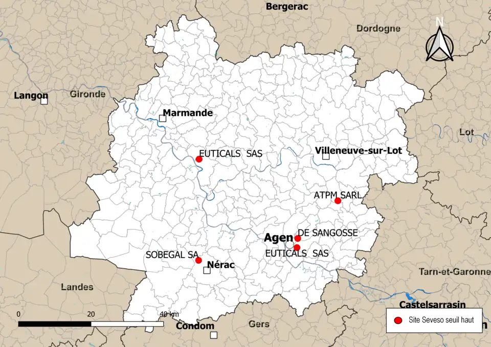 Carte des sites « Seveso seuil haut ».