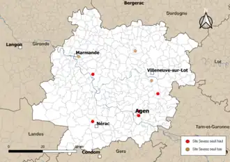 Carte des communes avec sites Seveso