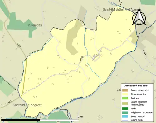 Carte en couleurs présentant l'occupation des sols.