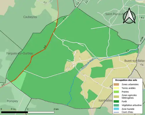 Carte en couleurs présentant l'occupation des sols.