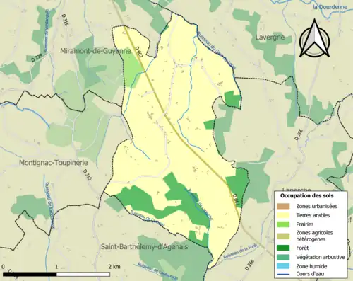 Carte en couleurs présentant l'occupation des sols.