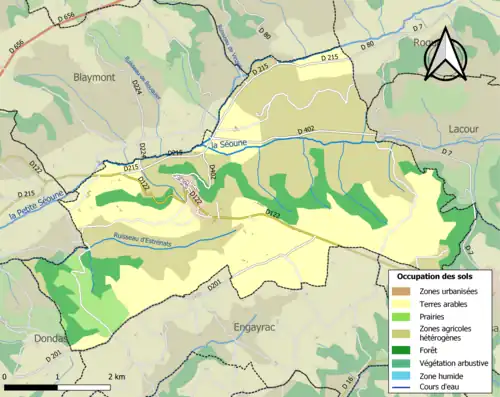 Carte en couleurs présentant l'occupation des sols.