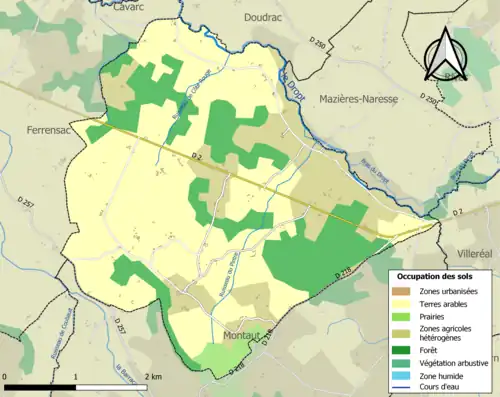 Carte en couleurs présentant l'occupation des sols.