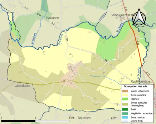 Carte en couleurs présentant l'occupation des sols.