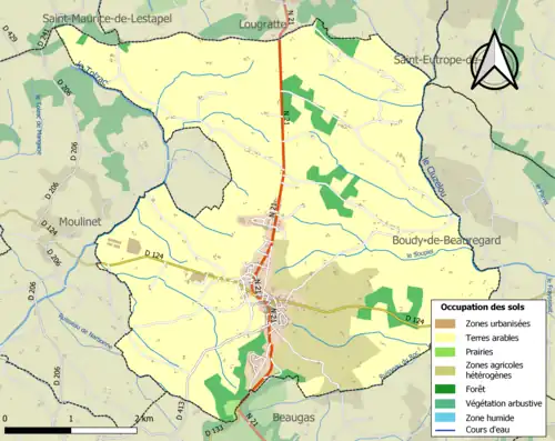 Carte en couleurs présentant l'occupation des sols.