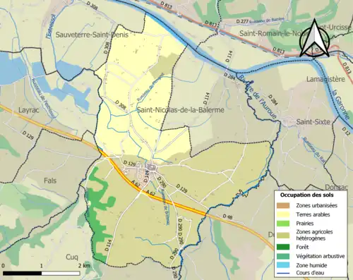 Carte en couleurs présentant l'occupation des sols.