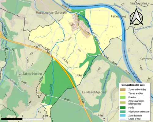 Carte en couleurs présentant l'occupation des sols.