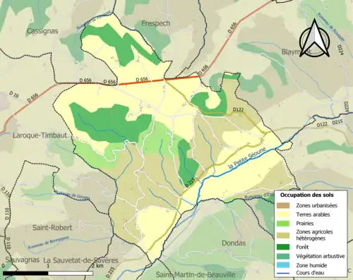Carte en couleurs présentant l'occupation des sols.