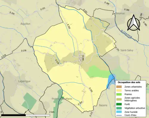Carte en couleurs présentant l'occupation des sols.
