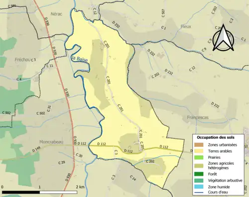 Carte en couleurs présentant l'occupation des sols.
