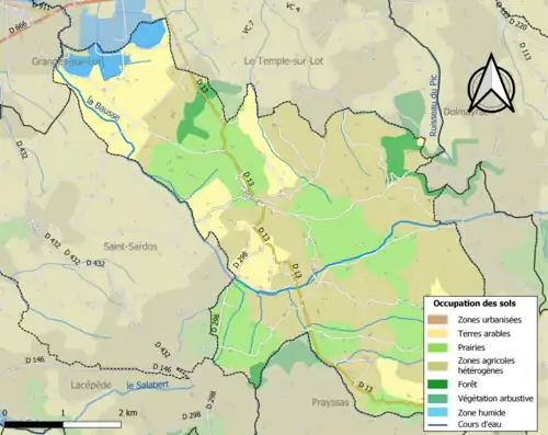 Carte en couleurs présentant l'occupation des sols.