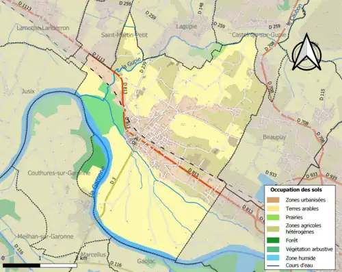 Carte en couleurs présentant l'occupation des sols.
