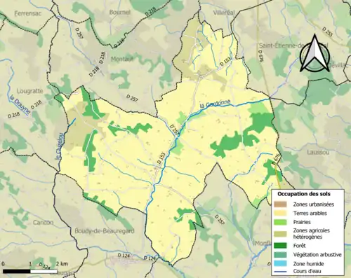 Carte en couleurs présentant l'occupation des sols.