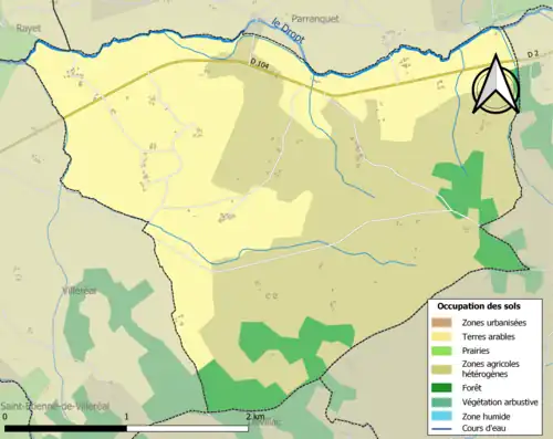 Carte en couleurs présentant l'occupation des sols.