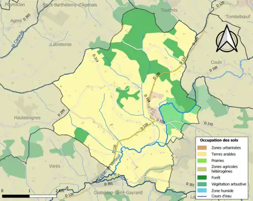 Carte en couleurs présentant l'occupation des sols.