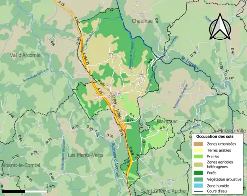 Carte en couleurs présentant l'occupation des sols.