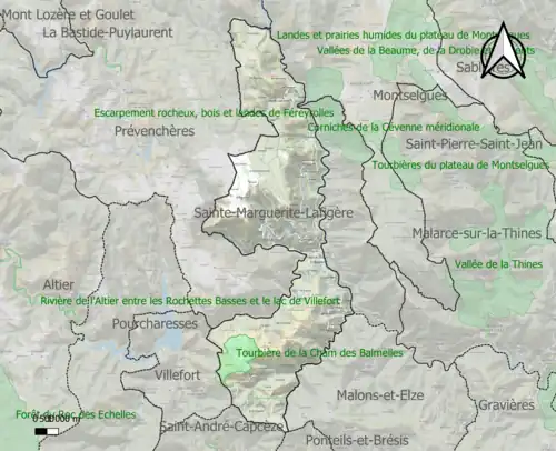 Carte de la ZNIEFF de type 1 sur la commune.