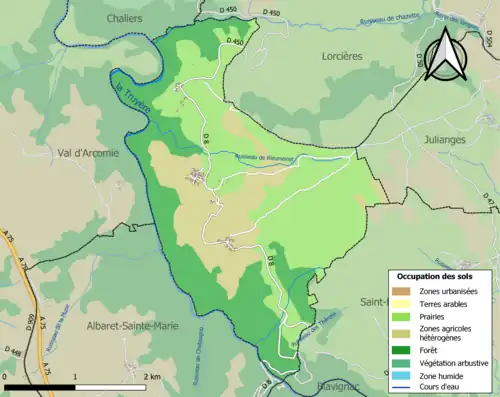 Carte en couleurs présentant l'occupation des sols.