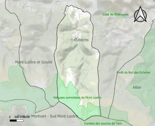 Carte de la ZNIEFF de type 1 sur la commune.