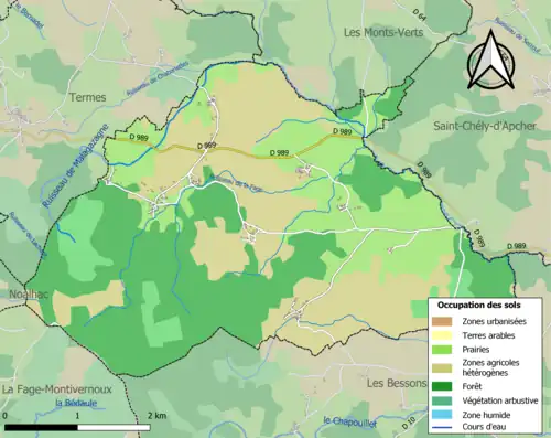 Carte en couleurs présentant l'occupation des sols.