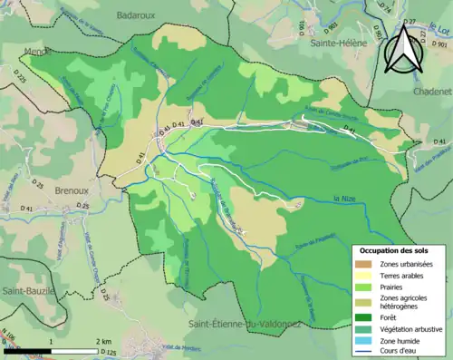 Carte en couleurs présentant l'occupation des sols.