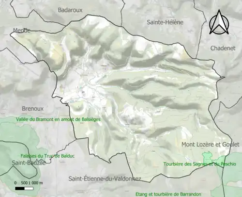 Carte de la ZNIEFF de type 1 sur la commune.