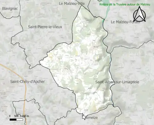 Carte de la ZNIEFF de type 1 sur la commune.