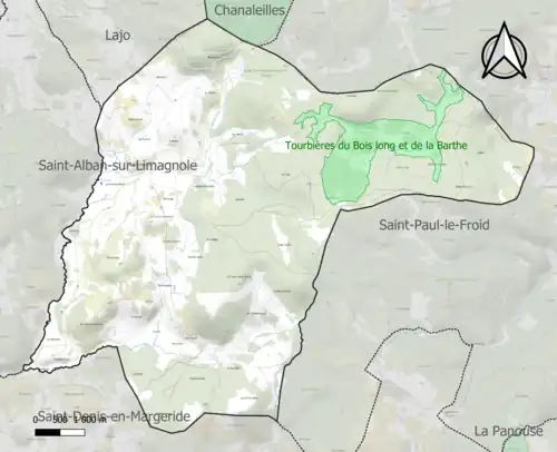 Carte des ZNIEFF de type 1 sur la commune.