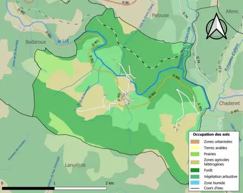 Carte en couleurs présentant l'occupation des sols.