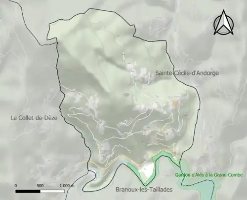 Carte de la ZNIEFF de type 1 sur la commune.