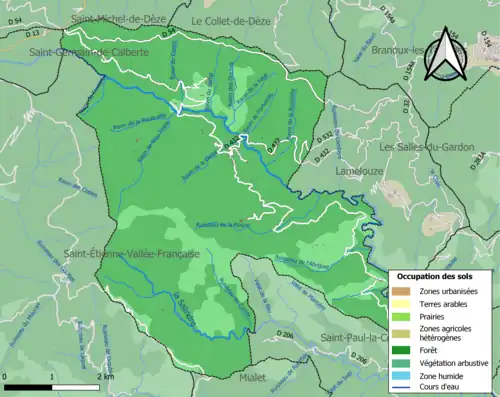 Carte en couleurs présentant l'occupation des sols.
