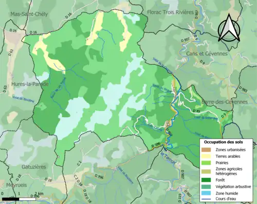 Carte en couleurs présentant l'occupation des sols.