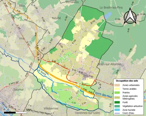 Carte en couleurs présentant l'occupation des sols.