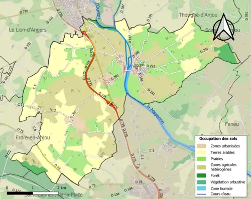 Carte en couleurs présentant l'occupation des sols.