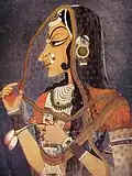 La Bani Thani en Radha. Portrait de l'École de Kishangarh, réalisé autour de 1750 par Nihâl Chand.