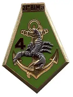 Insigne de la 4e&nbsp;compagnie de combat. Il date de 1984 à l'époque  4e&nbsp;escadron lors de l'opération Manta 2.