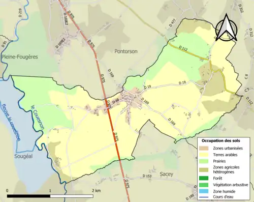 Carte en couleurs présentant l'occupation des sols.