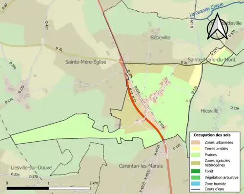 Carte en couleurs présentant l'occupation des sols.
